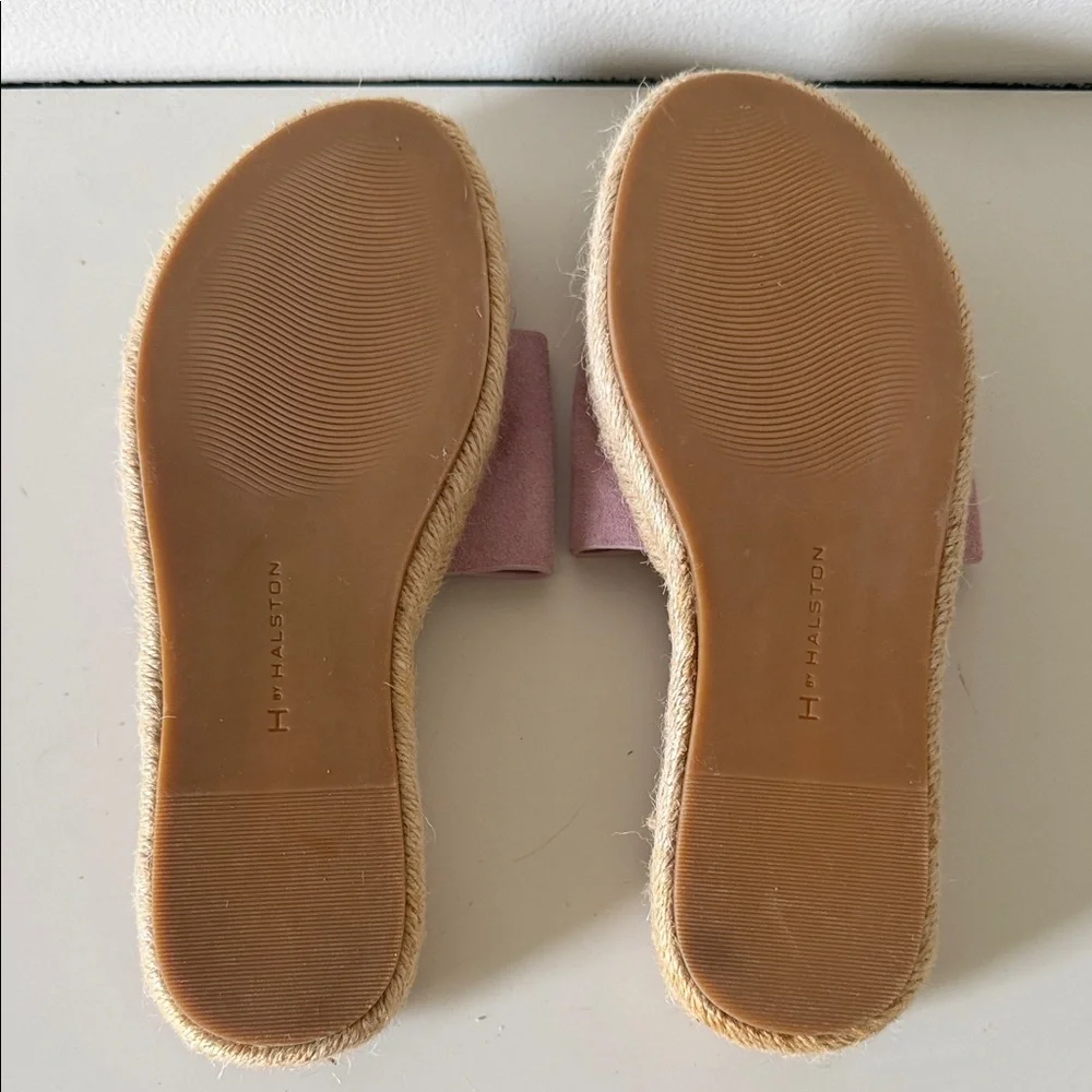 H by Halston Norma Pink/Lilac Suede Espadrille Slide Sandals. Sz 5M